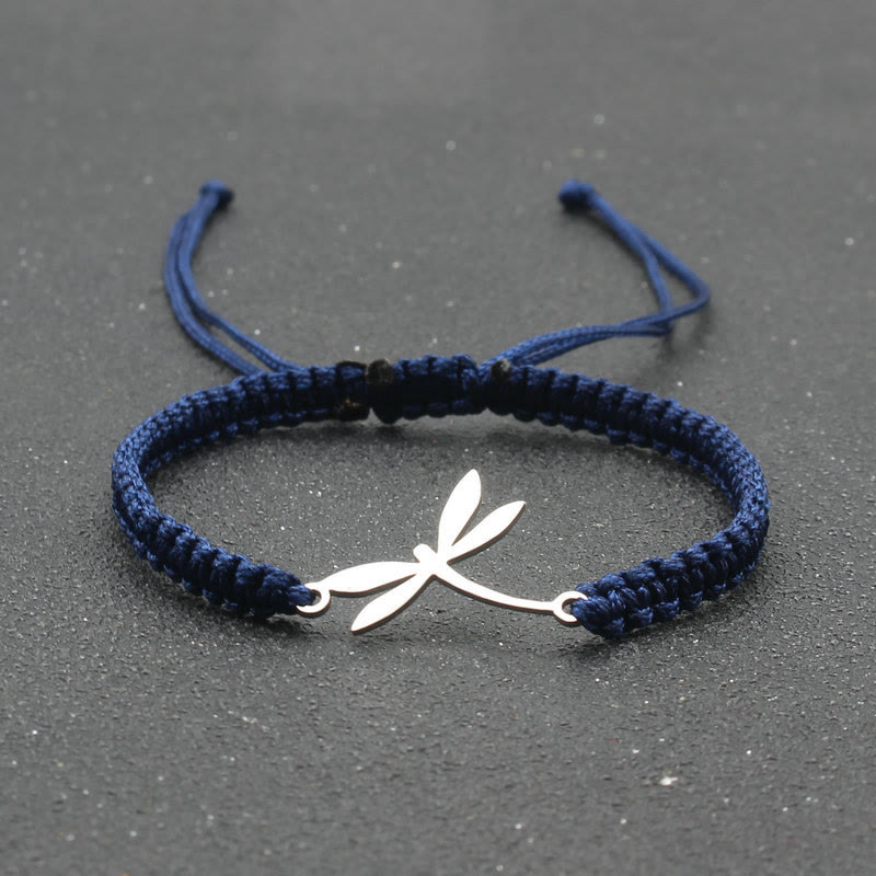 Dragonfly Braided Adjustable Bracelet - Navy Blue - one size - image 9