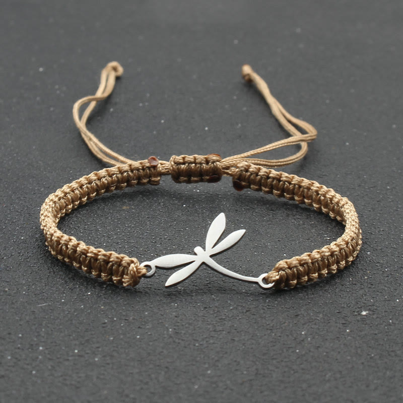 Dragonfly Braided Adjustable Bracelet - Khaki - one size - image 7