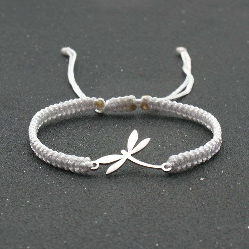 Dragonfly Braided Adjustable Bracelet - White - one size - image 5