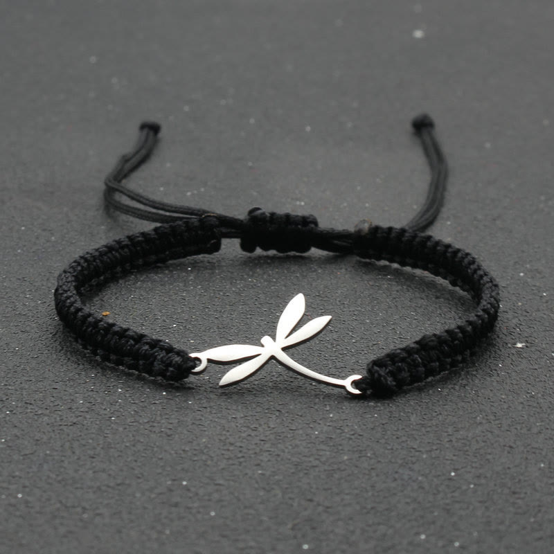 Dragonfly Braided Adjustable Bracelet - Black - one size - image 4