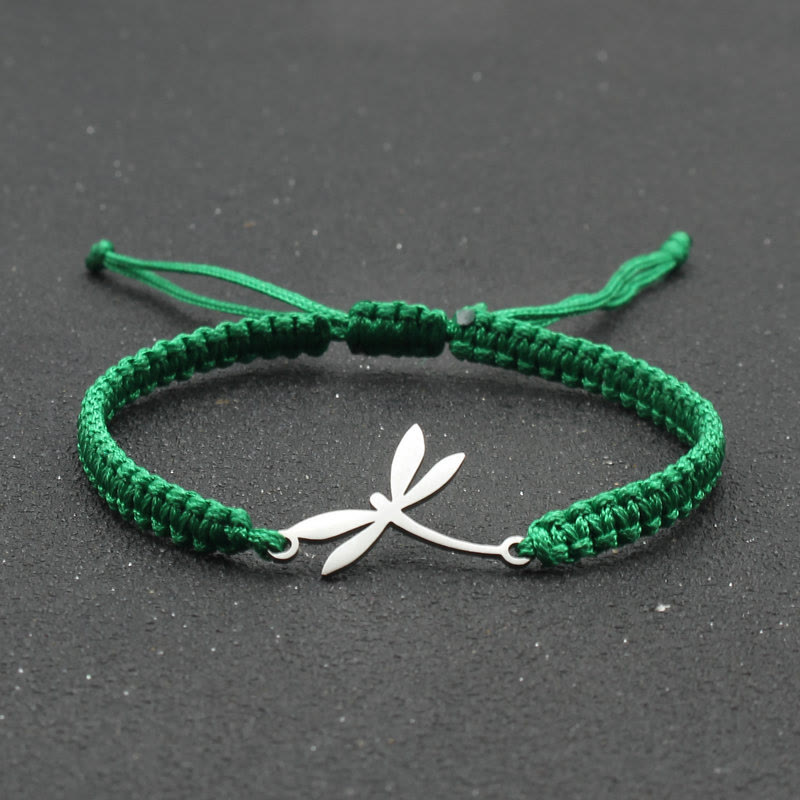 Dragonfly Braided Adjustable Bracelet - Green - one size - image 3