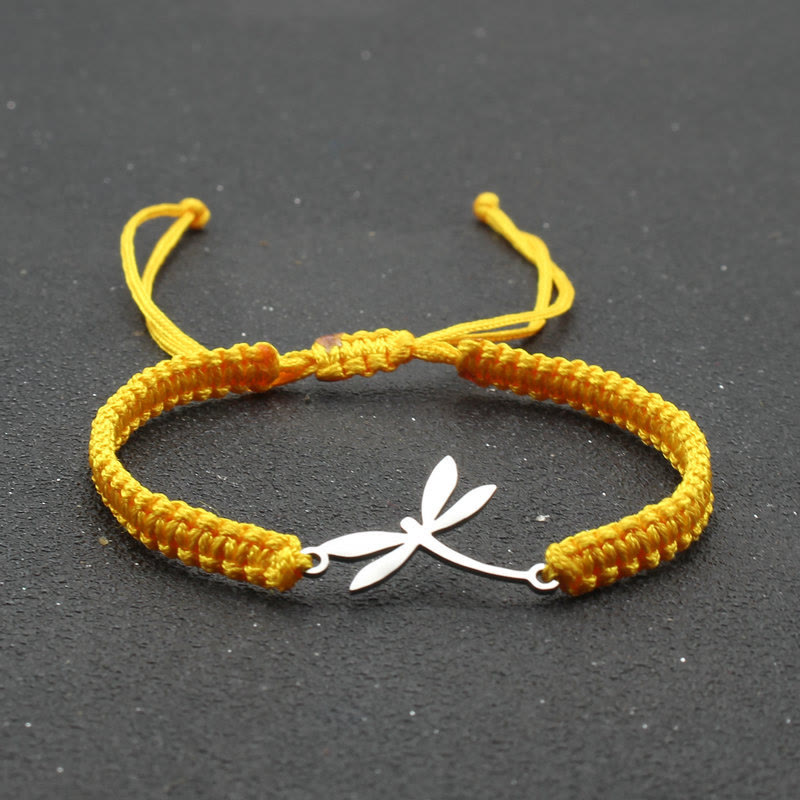 Dragonfly Braided Adjustable Bracelet - Yellow - one size - image 2