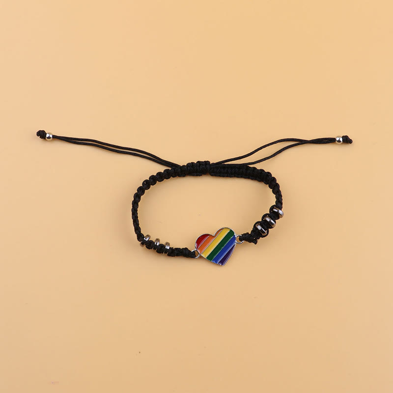 2 Card-mounted Rainbow Color Stitching Hand-woven Adjustable Couple Bracelet Set - image 10