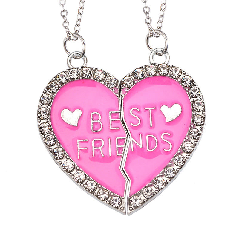 Good Friends Magnet Attraction Heart Stitching Necklace Set - Rose - one size - image 1