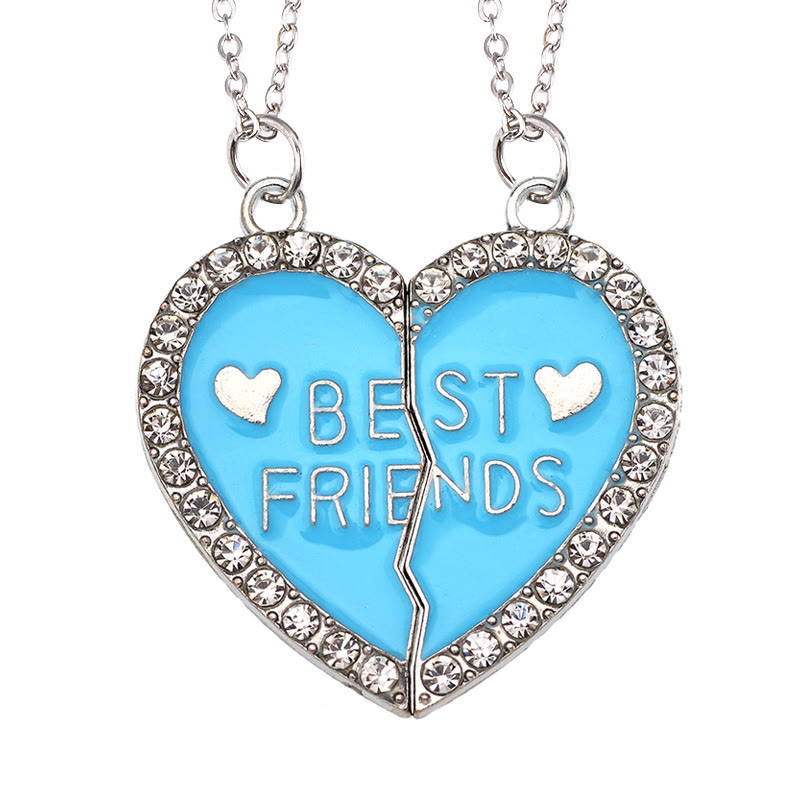 Good Friends Magnet Attraction Heart Stitching Necklace Set - Blue - one size - image 3