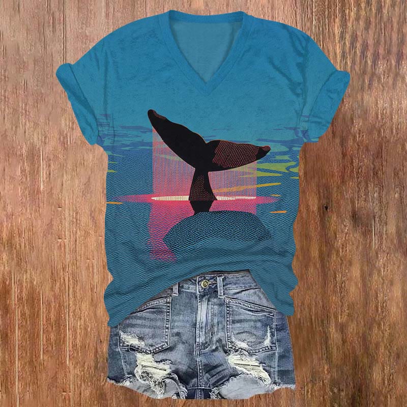  Ocean Tail Of Whale Shark Art T-shirt - Blue - US32-34(5XL) - image 1