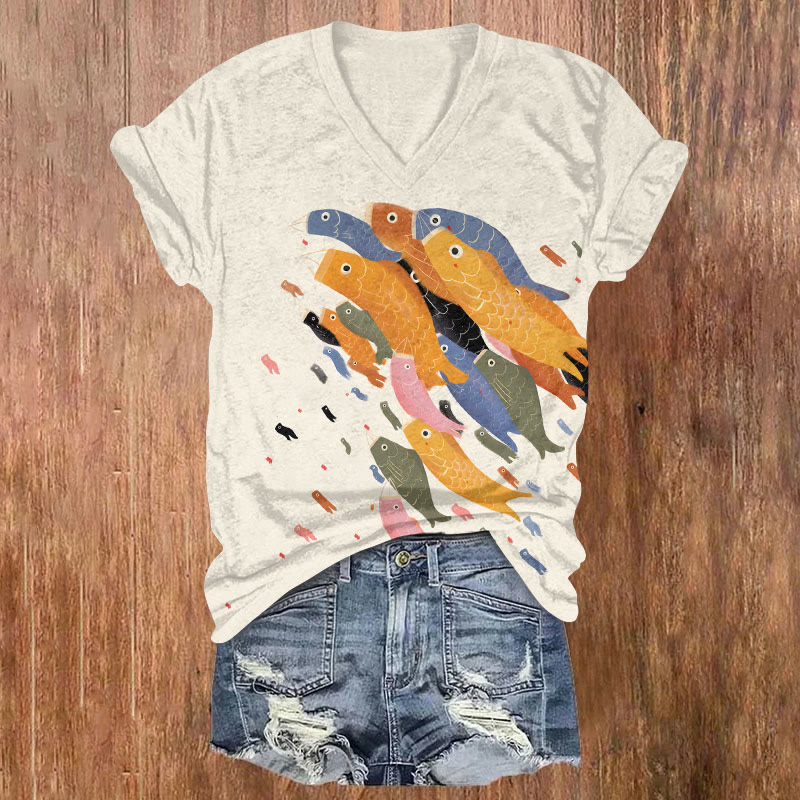 Funny Colorful Koi Carp Art T-shirt - image 1