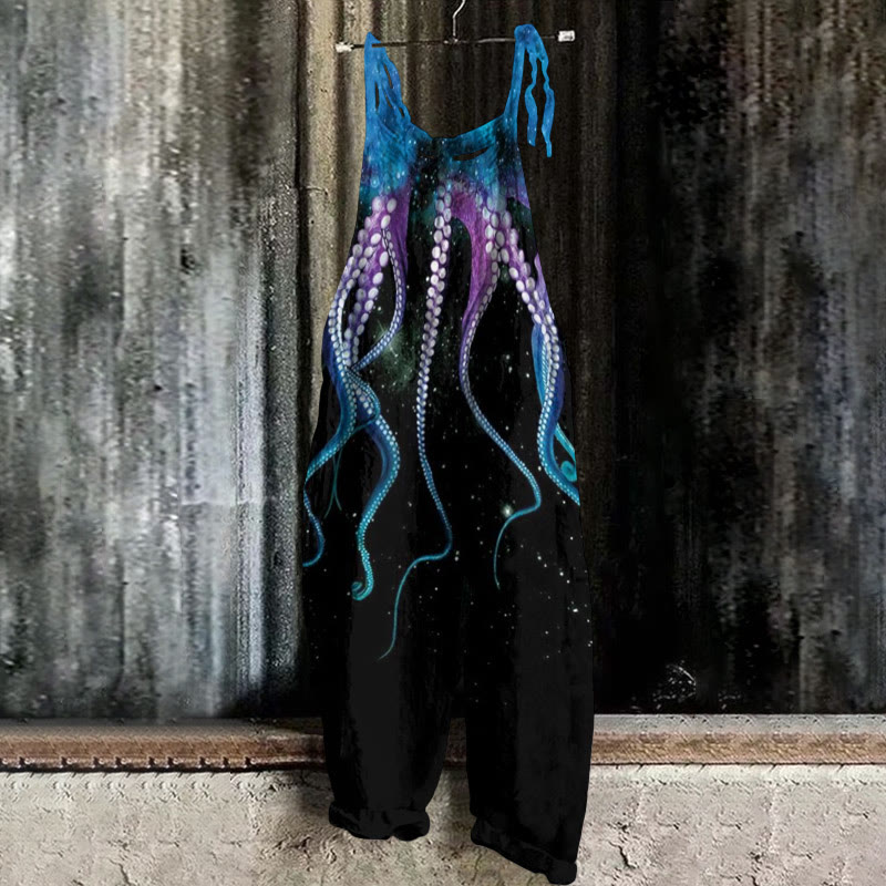 Star Octopus Print Casual Jumpsuit  - Black - 5XL - image 1