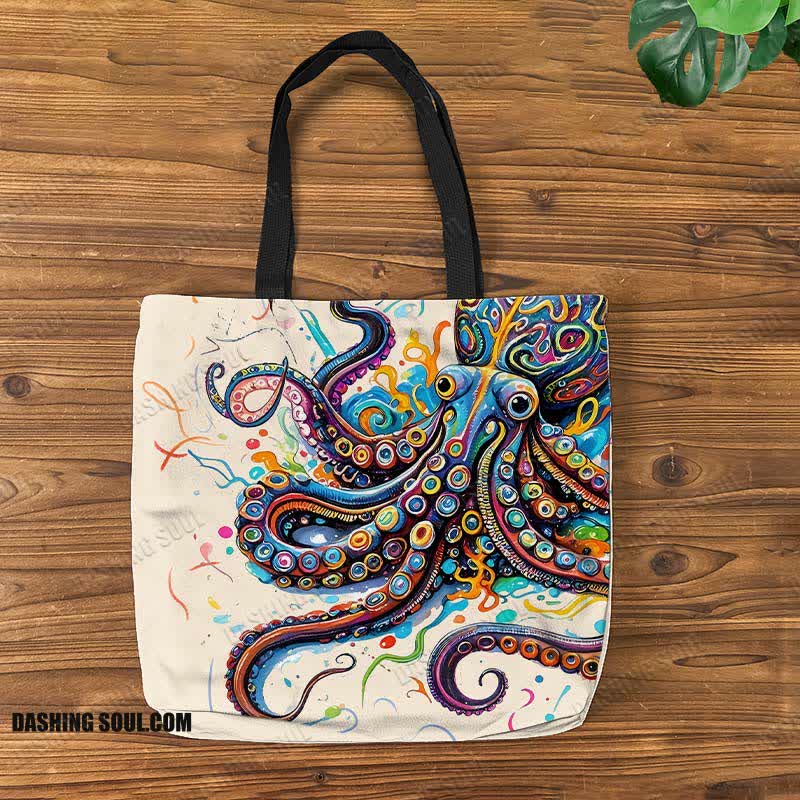Vintage Rainbow Octopus Art Print Bag