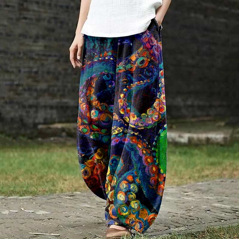 Mysterious Rainbow Octopus Tentacles Art Print Casual Pants - Multicolor - US18(5XL) - image 1