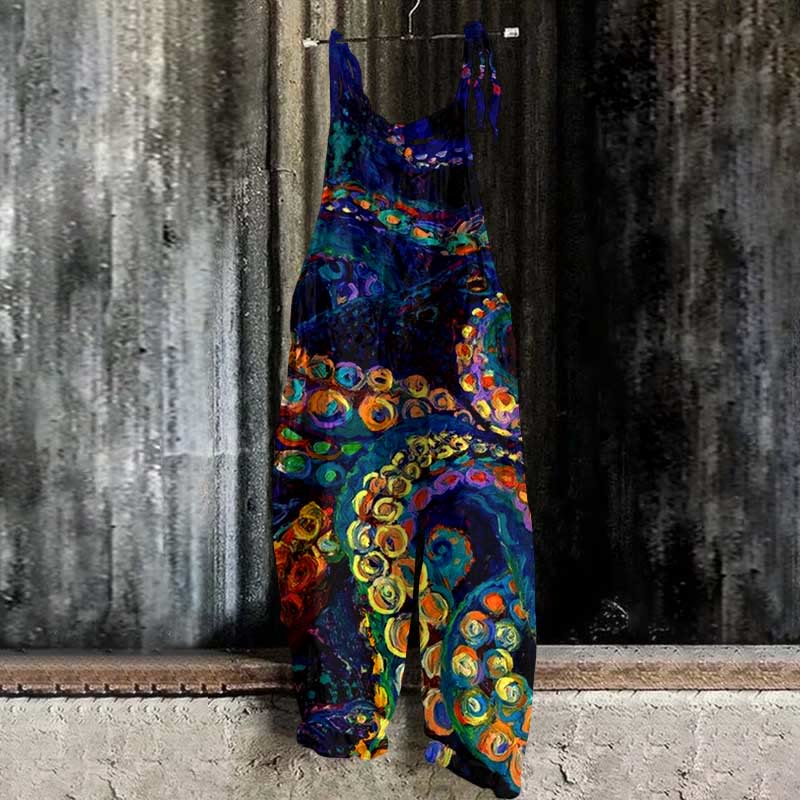 Mysterious Rainbow Octopus Tentacles Art Print Casual Jumpsuit  - Multicolor - 5XL - image 1