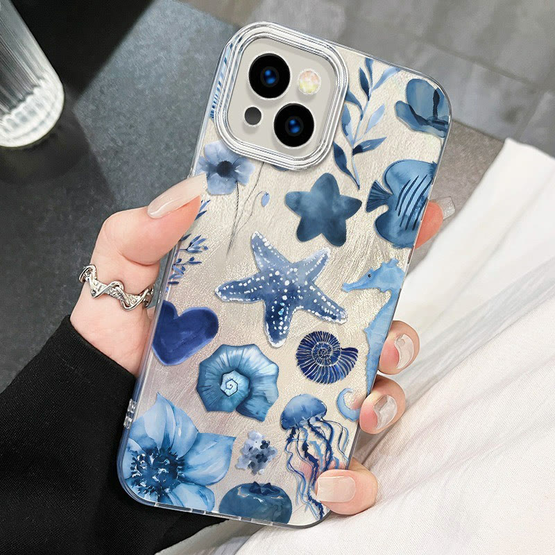 Starfish Print Glitter Phone Case - Silver - iPhone 16 Pro Max - image 1