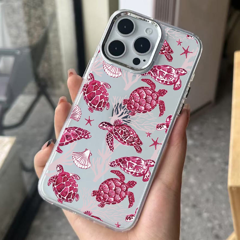Turtle Print Transparent Phone Case - Pink - iPhone 16 Pro Max - image 1