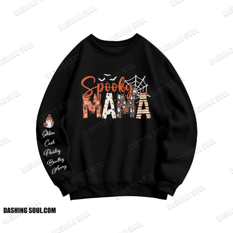 Unisex 100% Cotton Spooky Mama Halloween Print Sweatshirt - Black - US16-18(2XL) - image 1