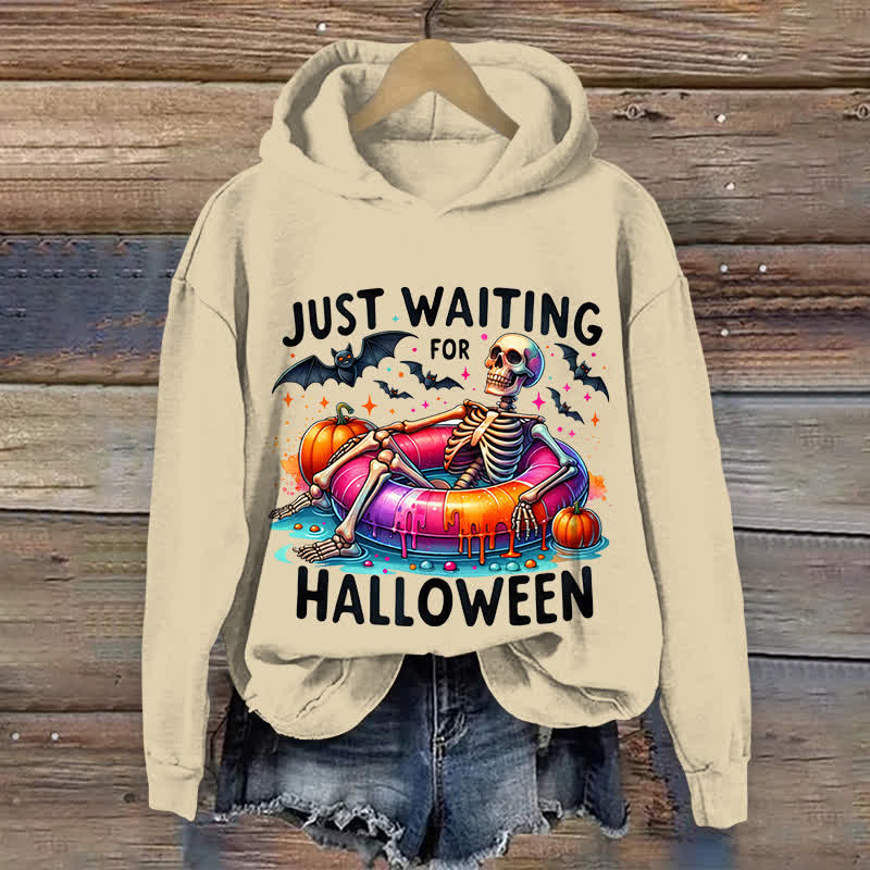 100% Cotton Just Waiting For Halloween Art Print Hoodie - Apricot - US16-18(2XL) - image 1
