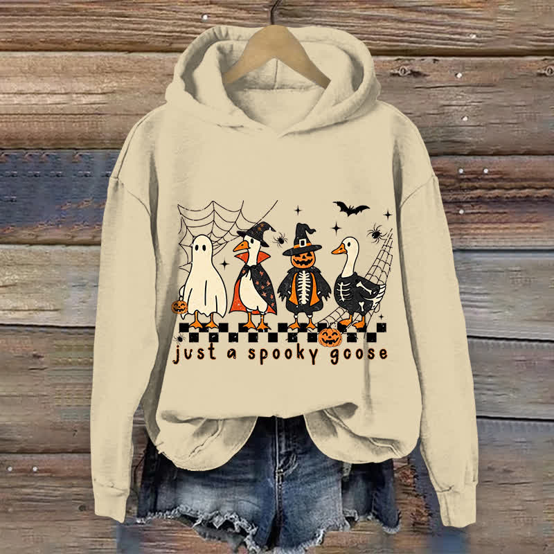 100% Cotton Halloween Just A Spooky Goose Print Hoodie - Apricot - US16-18(2XL) - image 1