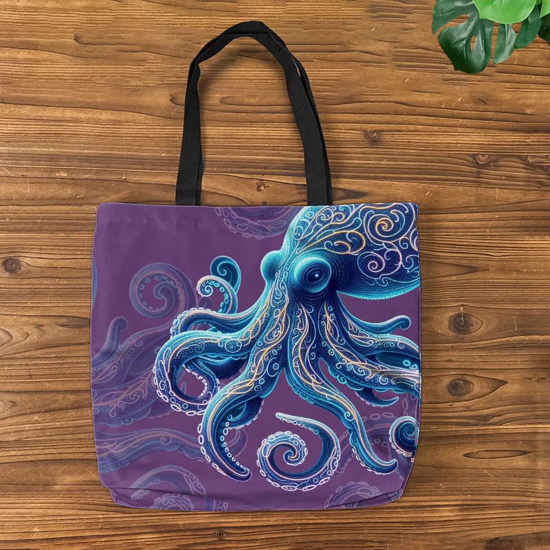 Vintage Wise Ocean Octopus Art Print Bag - Purple - one size - image 1