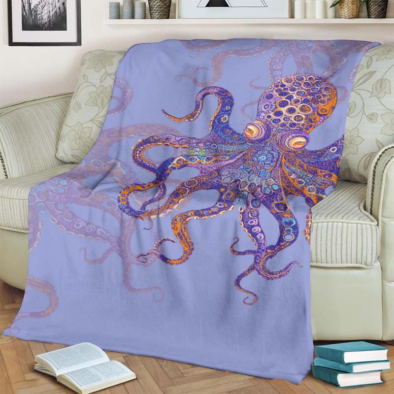 Unique Exquisite Octopus Pattern Print Blanket - Light Purple - 100*150cm - image 1
