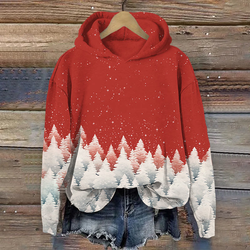 Christmas Snowy Rainforestprint Long Sleeve Hoodie - image 1