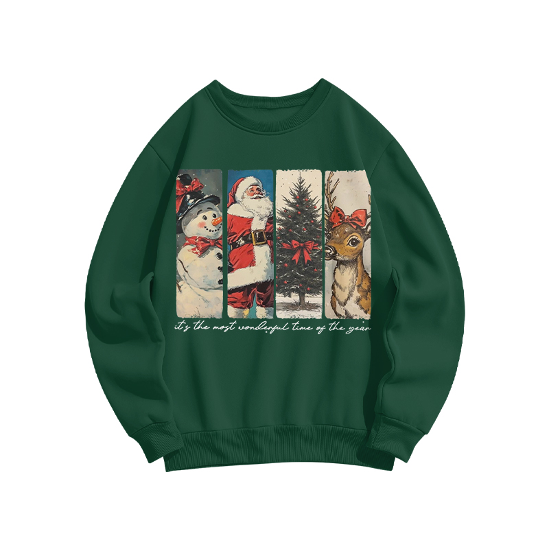 Unisex It's The Most Wonderful Time Of The Year Merry Christmas Print Sweatshirt - Dark Green - US16-18(2XL) - image 1