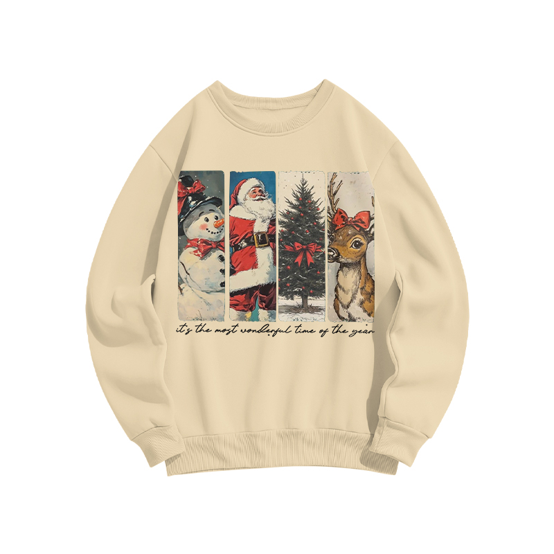 Unisex It's The Most Wonderful Time Of The Year Merry Christmas Print Sweatshirt - Apricot - US16-18(2XL) - image 4