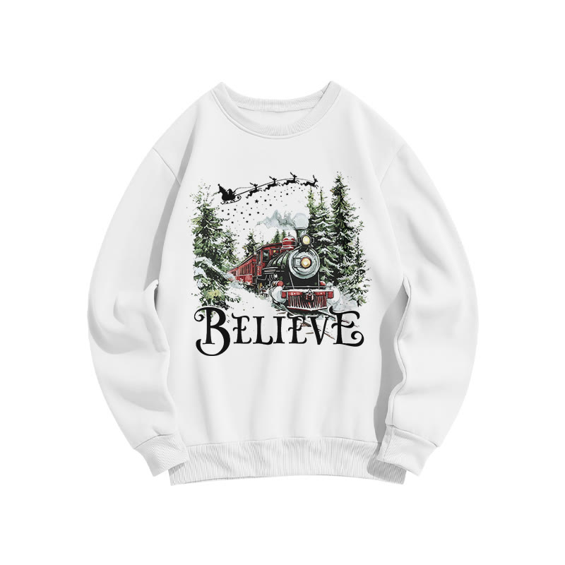 Unisex Believe Steam Locomotive Christmas Print Sweatshirt - image 2