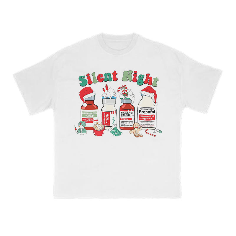 Unisex Silent Night Christmas Print T-shirt - White - US16-18(2XL) - image 2