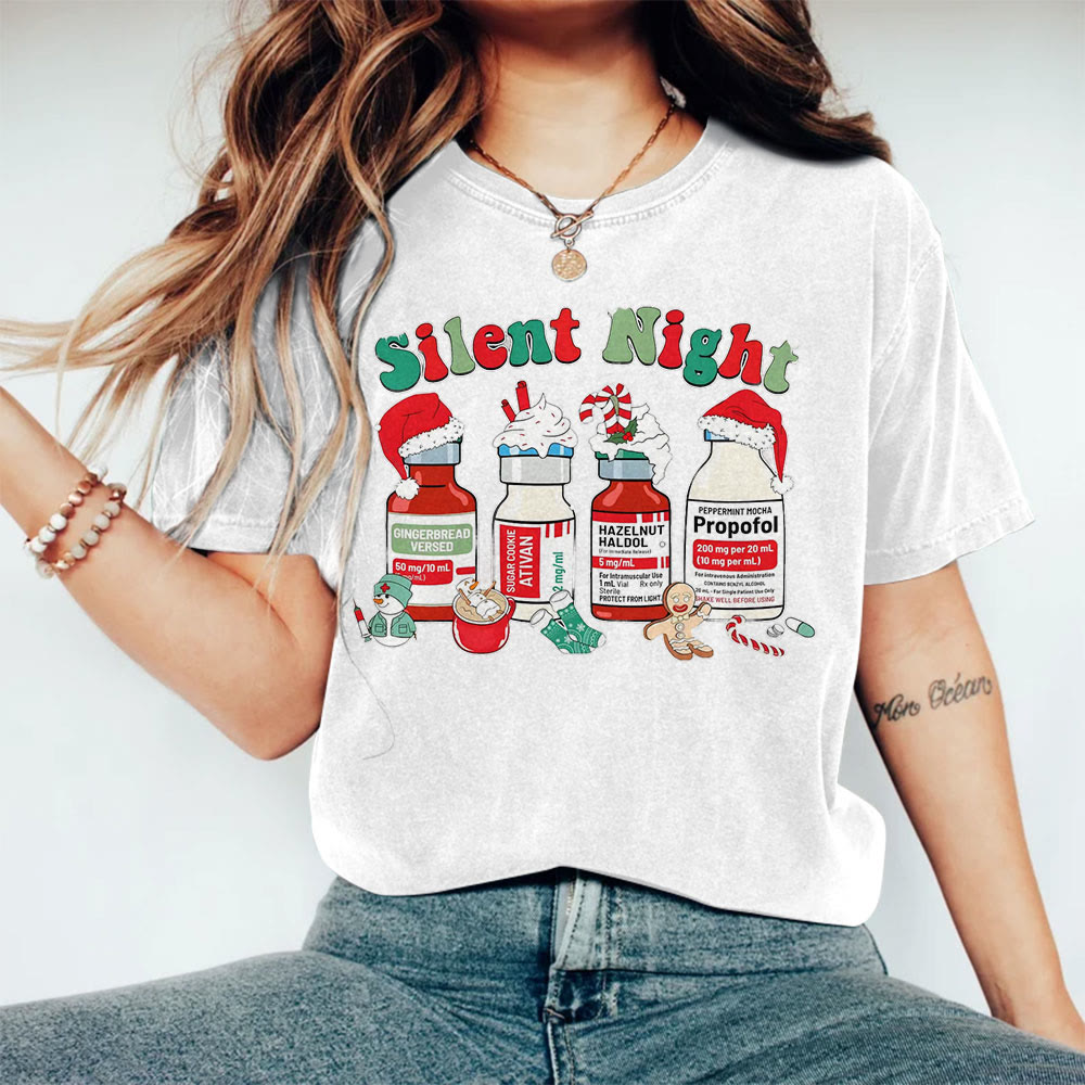 Unisex Silent Night Christmas Print T-shirt - image 1