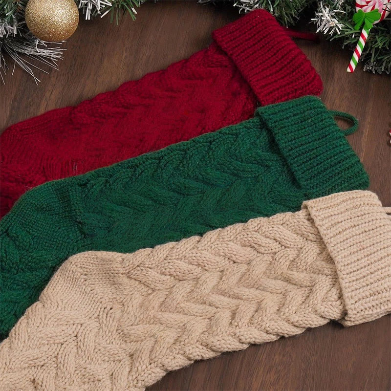 Handmade Chunky Knitted Christmas Ornament Candy Gift Bag - image 2