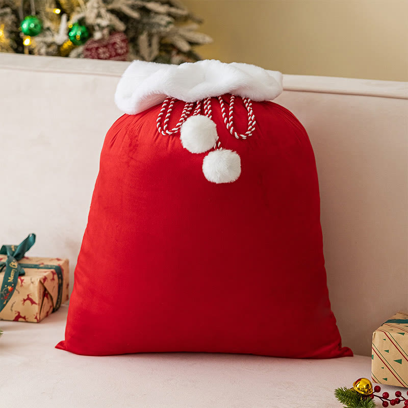 Christmas Gift Bag Drawstring Bag Velvet Bag - Red - 40*60cm - image 2