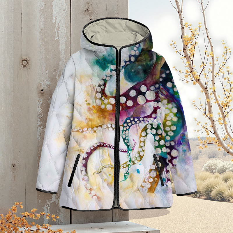 Watercolor Ombre Octopus Art Print Zipper Jackets - White - 4XL - image 1