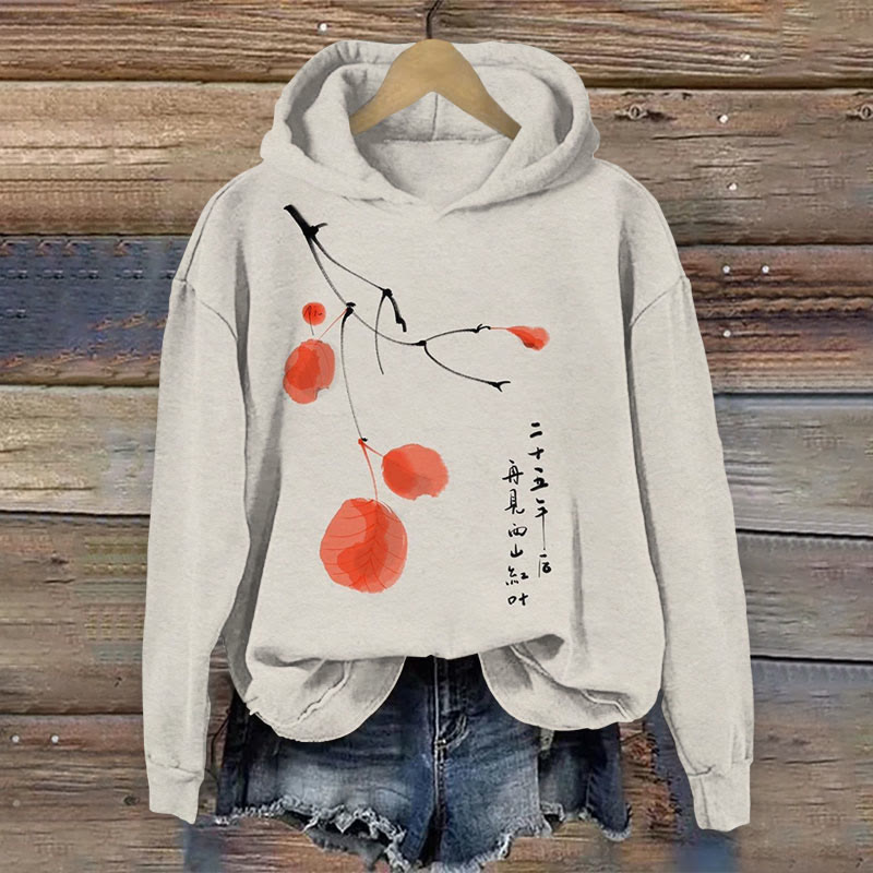 Japanese Culture Retro Print Long Sleeve Hoodie - Light Gray - US44-46(8XL) - image 1