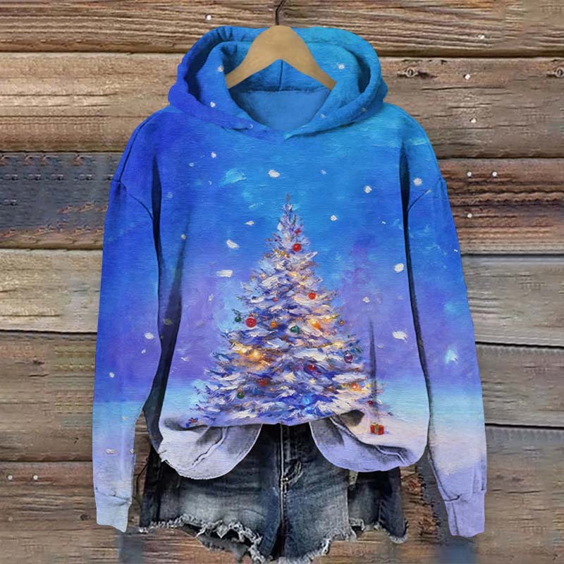 Stunning Christmas With Colorful Light Bulbs Art Print Long Sleeve Hoodie - Blue - US44-46(8XL) - image 1
