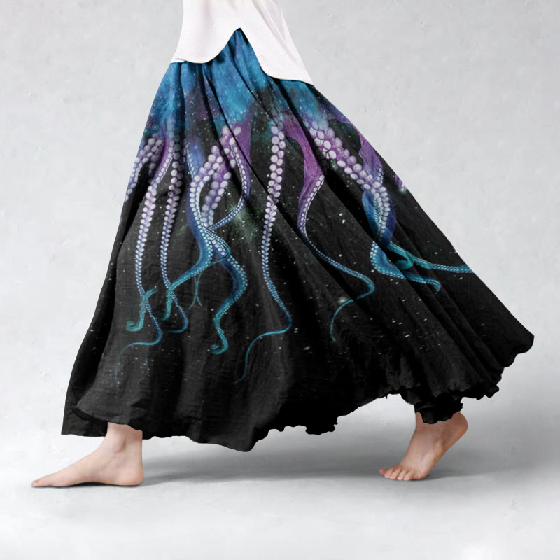 Star Octopus Printed Skirt - Lake Blue - 5XL - image 1