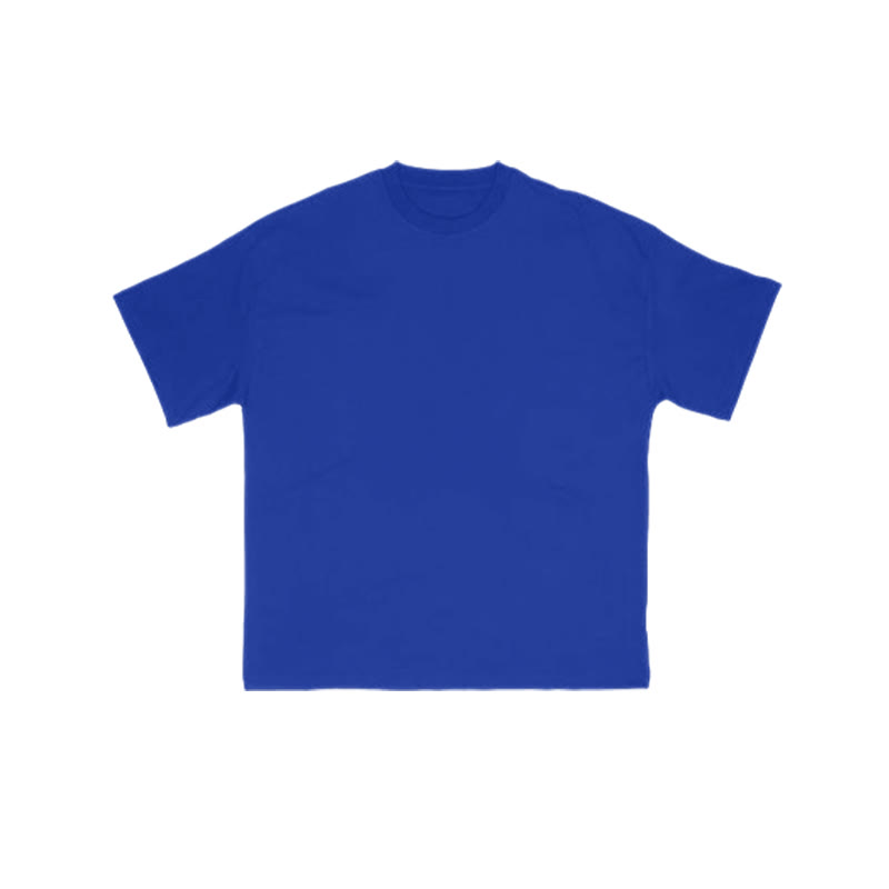 100% Cotton Solid Color Round Neck Casual Short Sleeves T-shirt - Blue - 2XL - image 12