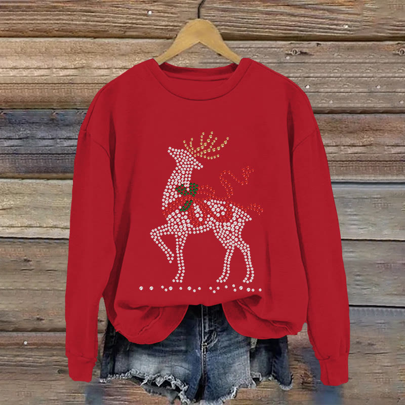 Christmas Reindeer Print Long Sleeved Sweatshirt - Red - US16-18(2XL) - image 2