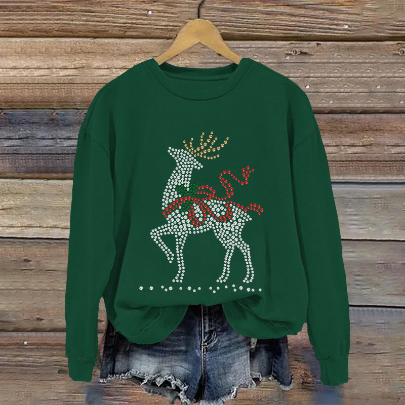 Christmas Reindeer Print Long Sleeved Sweatshirt - Green - US16-18(2XL) - image 1