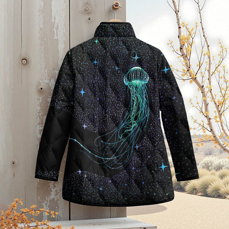 Colorful Starry Sky Jellyfish Art Print Outerwear Jackets - image 2