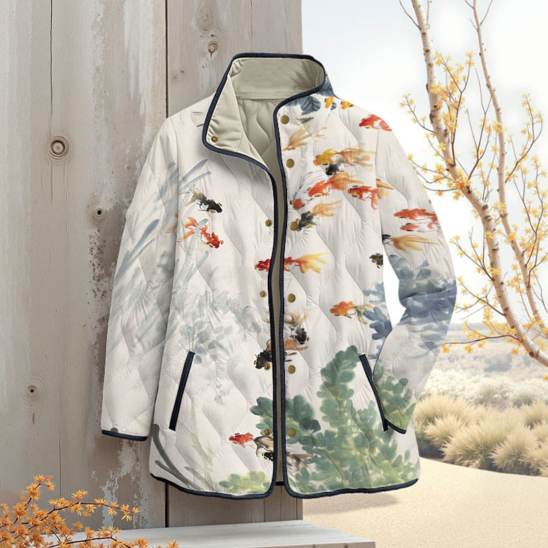 Watercolor Goldfish Art Print Outerwear Jackets - White - 4XL - image 1