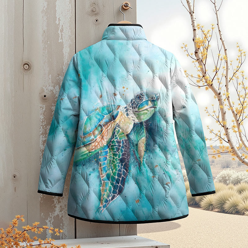 Watercolor Sea Turtle Art Print Outerwear Jackets - image 2