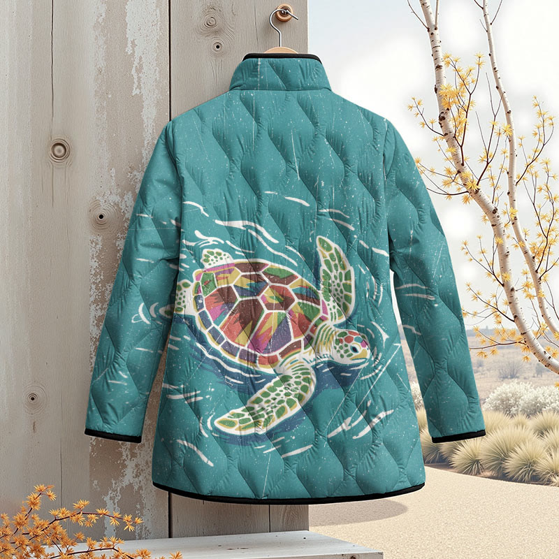 Rainy Colorful Sea Turtle Art Print Outerwear Jackets - image 2