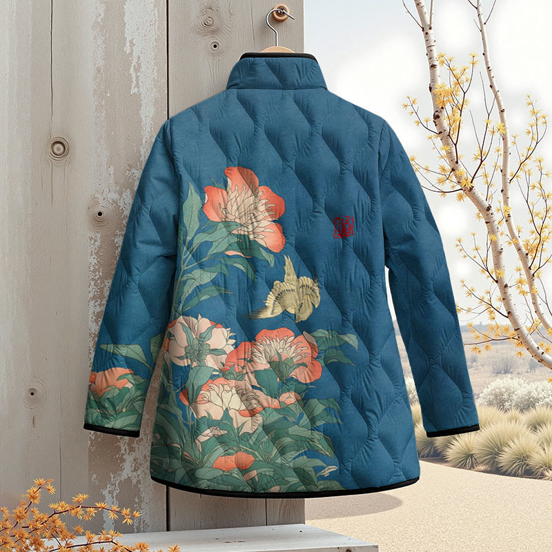 Retro Flower Art Print Outerwear Jackets - image 2