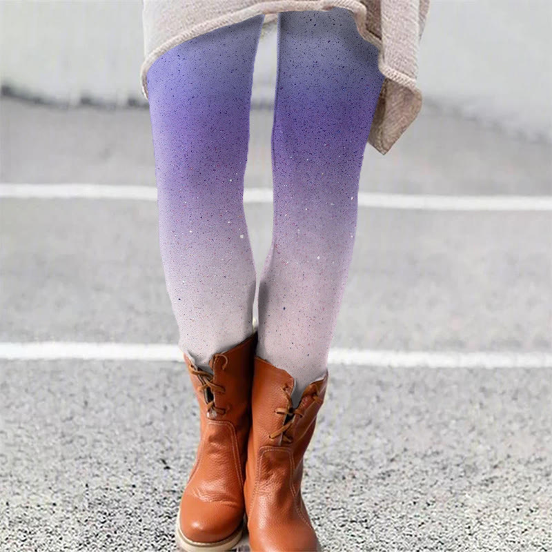 Glittery Gradient Christmas Print Leggings - Purple - 5XL - image 1