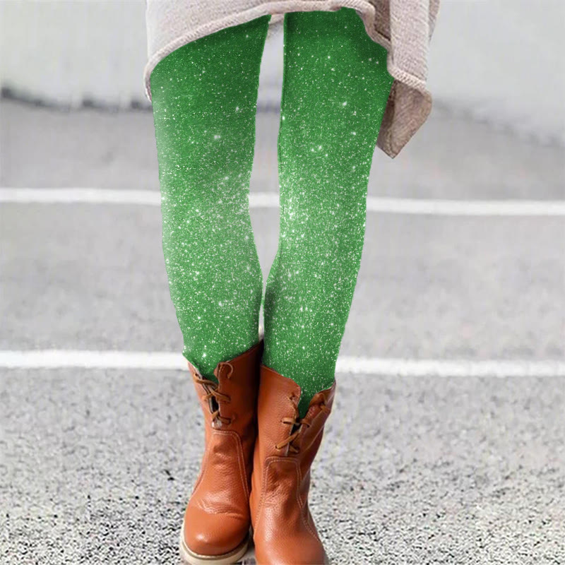 Sparkling Christmas Print Leggings - Green - 5XL - image 1