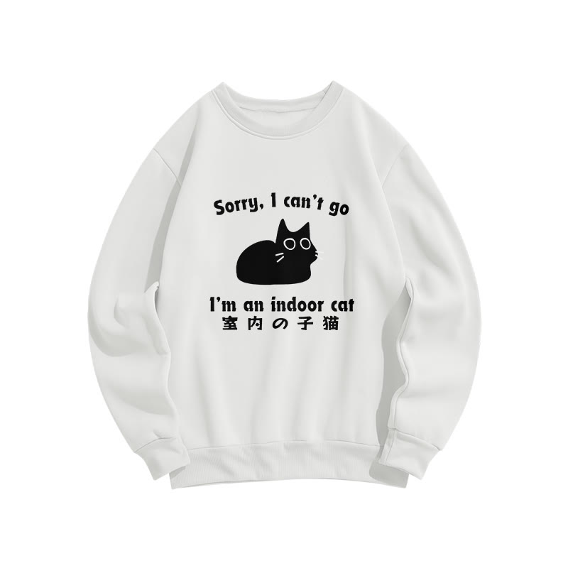 I'm An Indoor Cat Print Crew Neck Sweatshirt - White - US16-18(2XL) - image 2