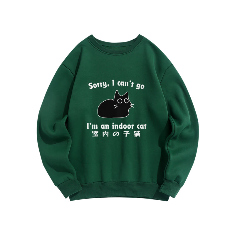 I'm An Indoor Cat Print Crew Neck Sweatshirt - Green - US16-18(2XL) - image 7