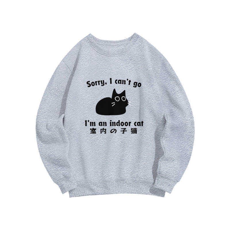 I'm An Indoor Cat Print Crew Neck Sweatshirt - Grey - US16-18(2XL) - image 4