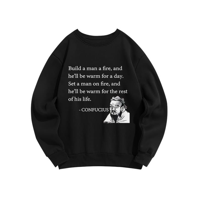 Confucius's Sayings Funny Print Crew Neck Sweatshirt - Black - US16-18(2XL) - image 3
