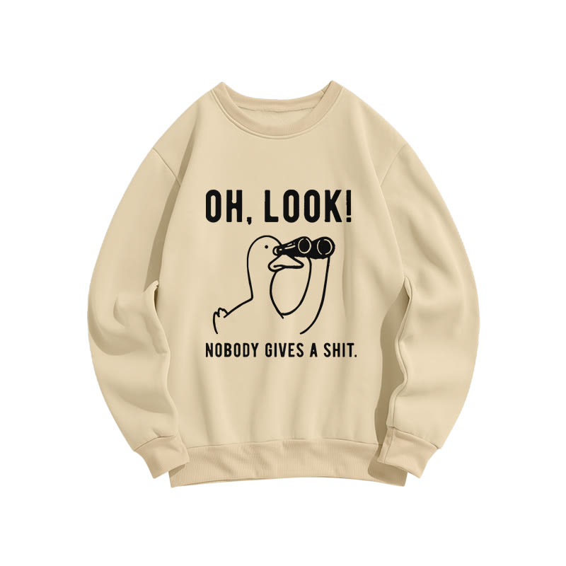 No One Cares About The Duck  Pattern Crew Neck Sweatshirt - Apricot - US16-18(2XL) - image 1