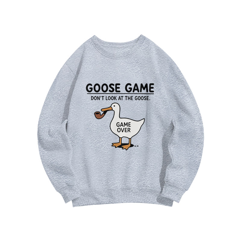 Funny Goose Game Pattern Crew Neck Sweatshirt - Grey - US16-18(2XL) - image 1